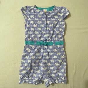 Gymboree Girls 5T Purple Elephant Print Romper Jumpsuit‎ Adorable Cute Cotton